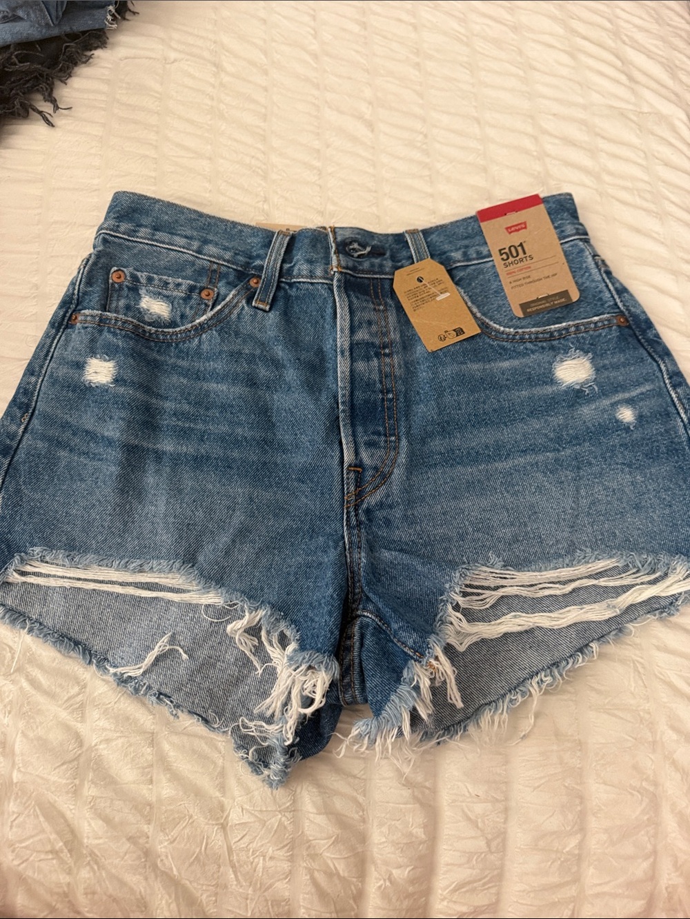 Levi's Distressed Blue Denim Jean Shorts
